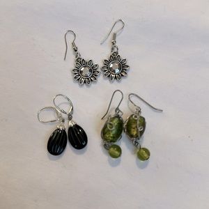 Three pairs of jewelry dangle earring bundle EUC